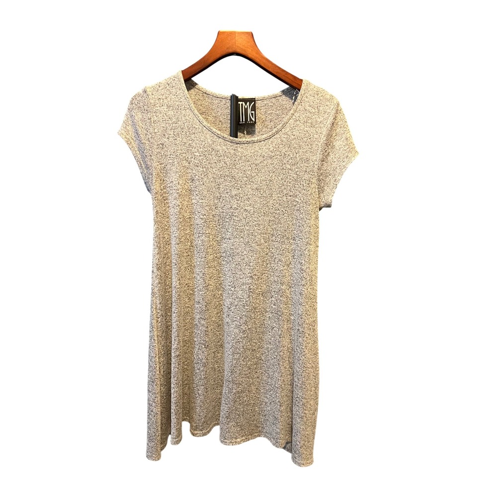 TMG New York Gray Heathered Knit A-Line Swing Dress Large RJD167 Made in USA
